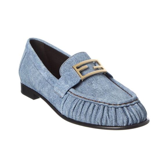 Fendi Baguette Denim Loafer Blue